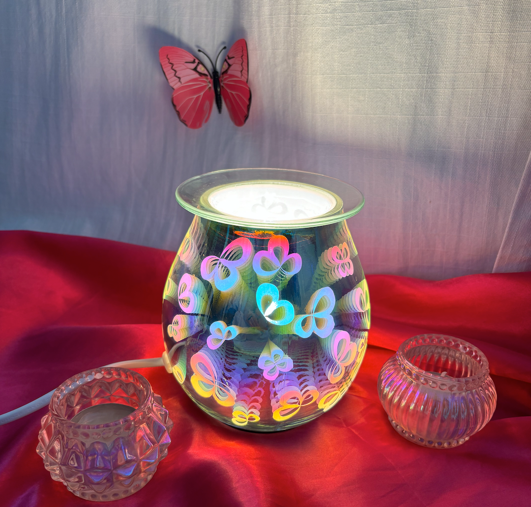 3D Flower Petal Light-Up Electric Oil Burner - a stylish and functional aromatherapy lamp with vibrant floral designs, perfect for enhancing ambiance and diffusing essential oils, available at Empathic Embrace.