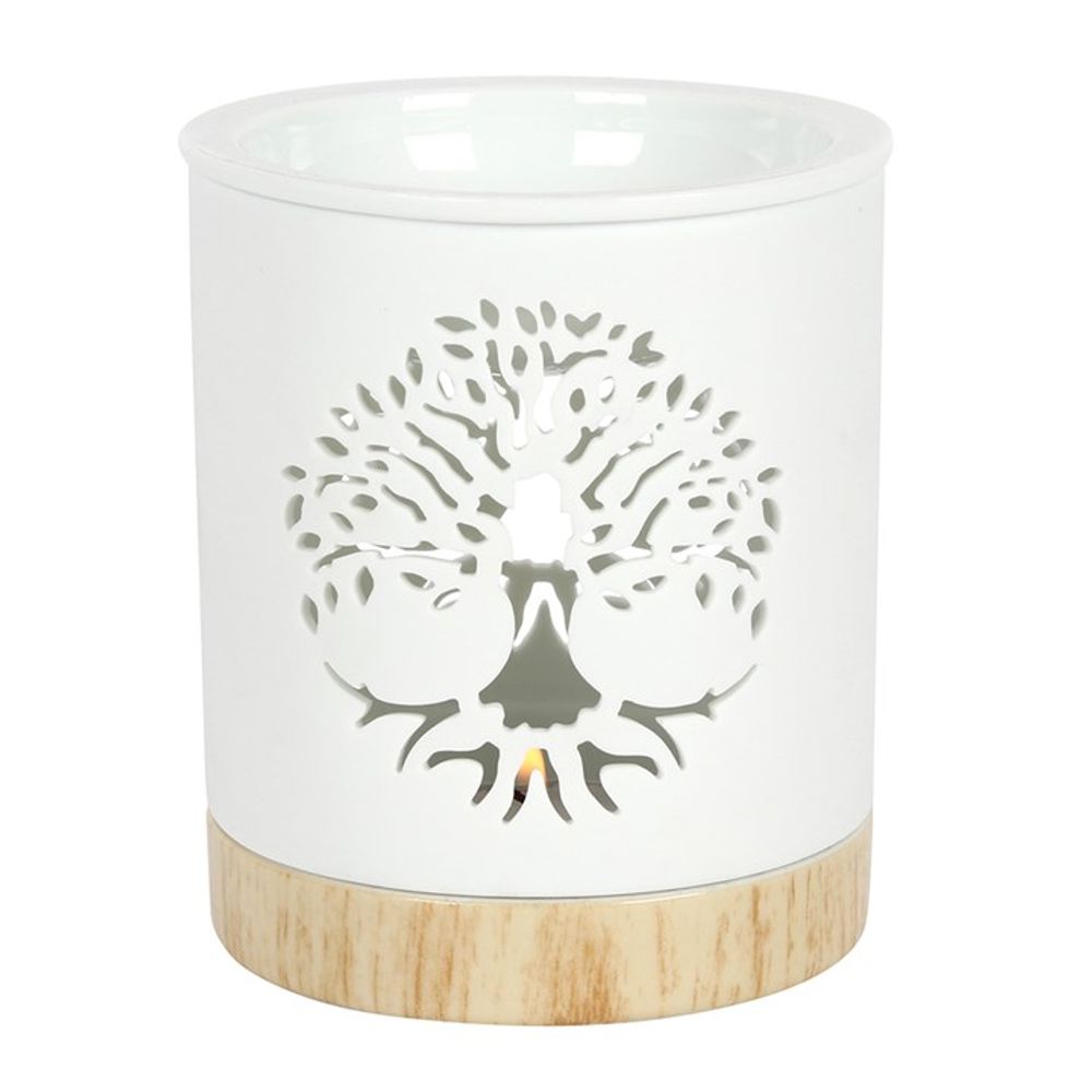 White Tree of Life Cut Out Oil Burner