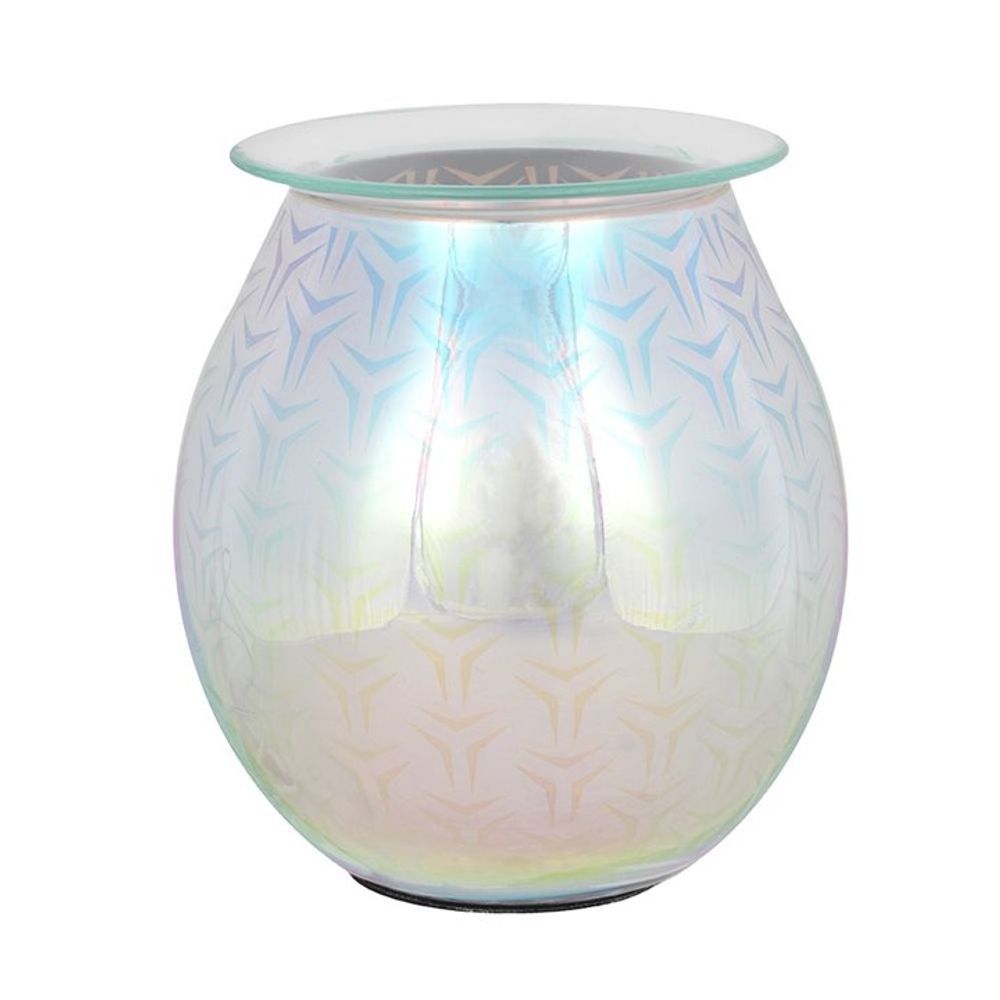 3D Geometric Shape Light-Up Electric Oil Burner - a stylish and functional aromatherapy lamp with vibrant floral designs, perfect for enhancing ambiance and diffusing essential oils, available at Empathic Embrace.