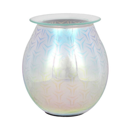 3D Geometric Shape Light-Up Electric Oil Burner - a stylish and functional aromatherapy lamp with vibrant floral designs, perfect for enhancing ambiance and diffusing essential oils, available at Empathic Embrace.