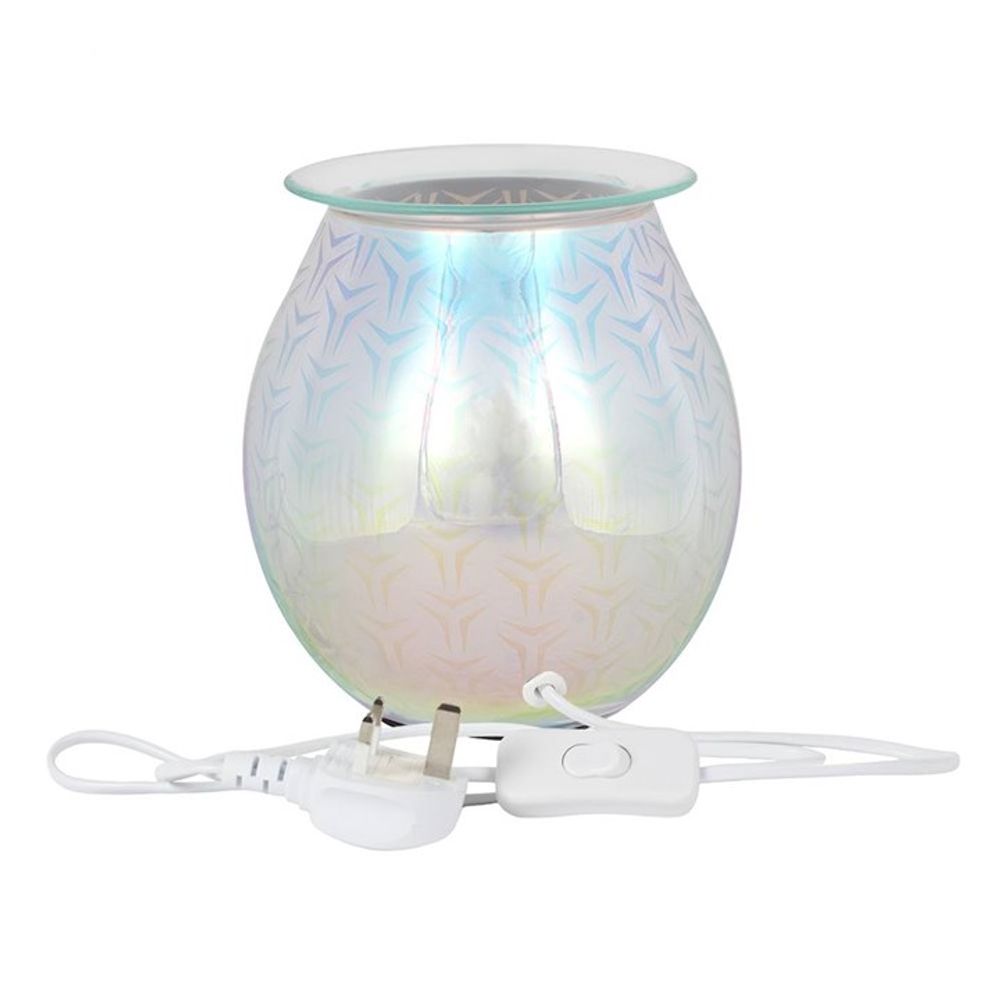 3D Geometric Shape Light-Up Electric Oil Burner - a stylish and functional aromatherapy lamp with vibrant floral designs, perfect for enhancing ambiance and diffusing essential oils, available at Empathic Embrace.