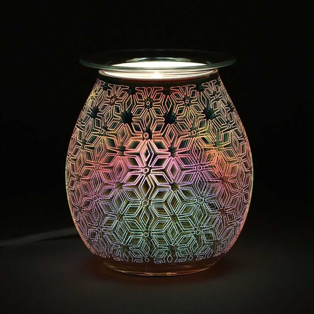 3D Geometric Flower Light-Up Electric Oil Burner - a stylish and functional aromatherapy lamp with vibrant floral designs, perfect for enhancing ambiance and diffusing essential oils, available at Empathic Embrace.